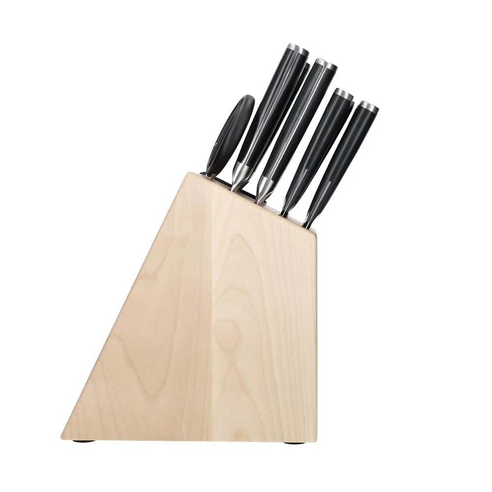 11pc KitchenAid Gourmet Birch Wood Knife Block Set W/ Built-In Sharpener 11pc