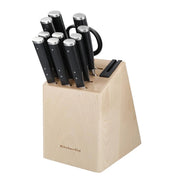 11pc KitchenAid Gourmet Birch Wood Knife Block Set W/ Built-In Sharpener 11pc