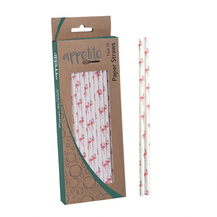 Appetito Paper Straws Pack 50 - Flamingoes
