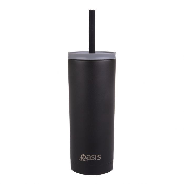 Oasis Super Sipper Insulated Tumbler W Silicone Head Straw 600ml - BLACK