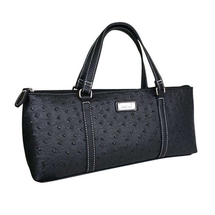 Sachi Insulated Wine Purse Ostrich Black
