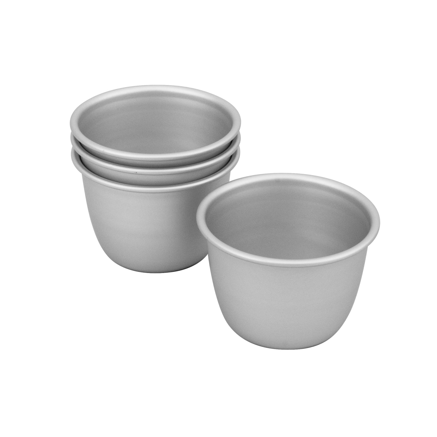 Bakemaster Silver Anodised Set of 4 Pudding 7.5x6cm