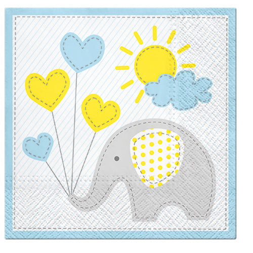 Paw Lunch Napkins 33cm ELEPHANT BLUE