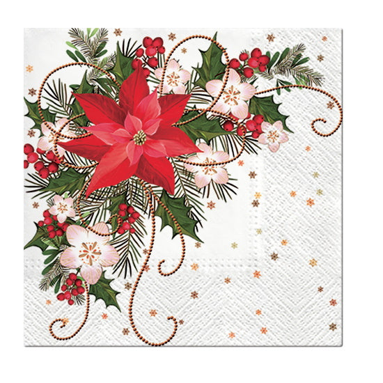 Paw Lunch Napkins 33cm POINSETTIA