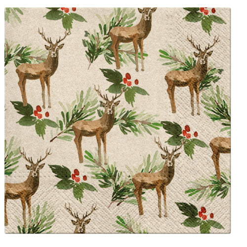 Paw Lunch Napkins 33cm WE CARE DEERS