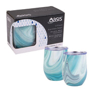 Oasis 2 Piece Stainless Steel Double Wall Insulated Wine Tumbler Gift Set - Whitehaven