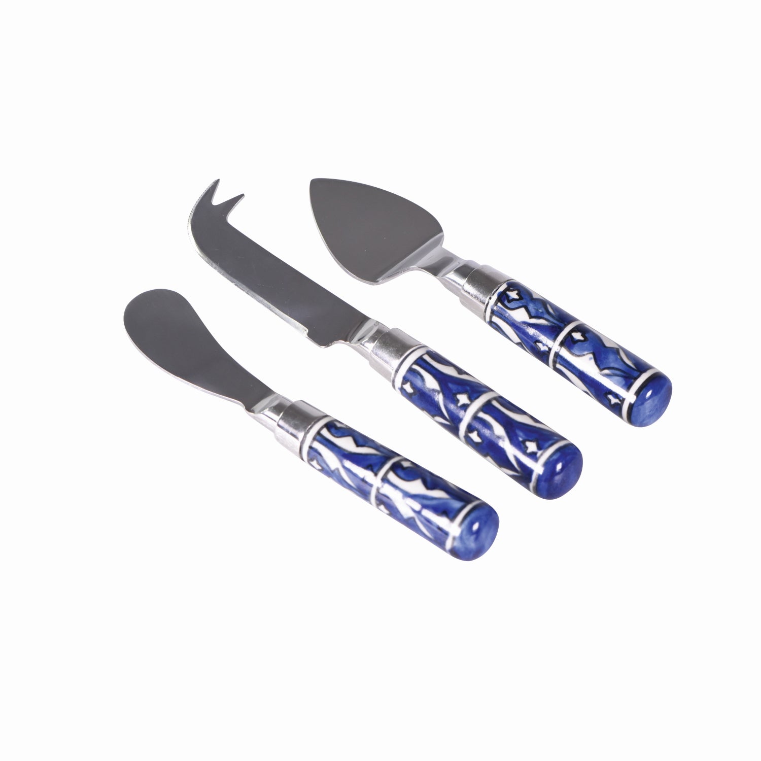 Wilkie Brothers 3 Piece Cheese Knife Set With Ceramic Mosaic Handles