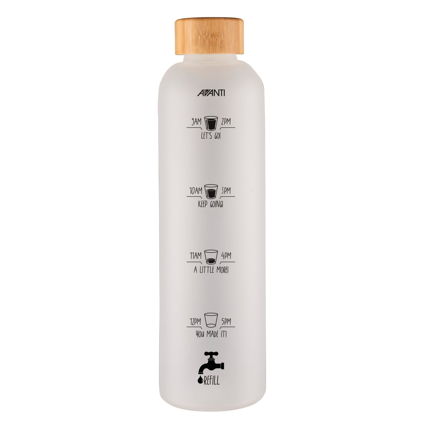 Avanti Drink More Velvet Glass Bottle 1L Frosted White
