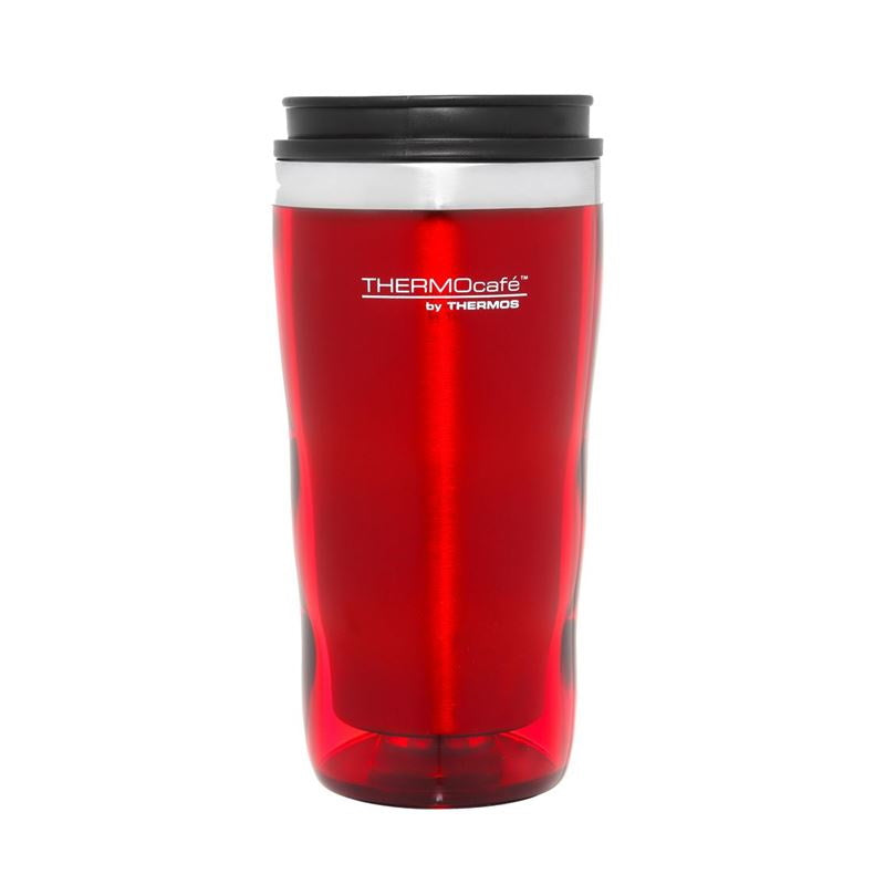 Thermos 470ml THERMOcafé Stainless Steel Inner, Plastic Outer Travel Tumbler - Red