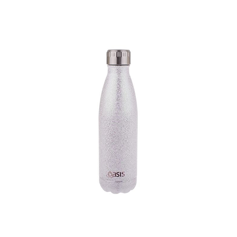 Oasis Shimmer Stainless Steel Double Wall Insulated Drink Bottle 500ml Silver