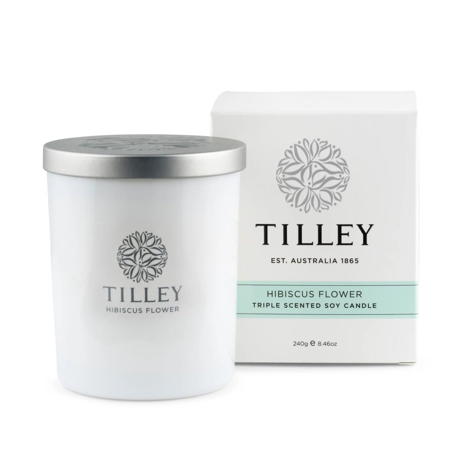 Tilley Classic White Soy Wax Candle 240g Hibiscus Flower