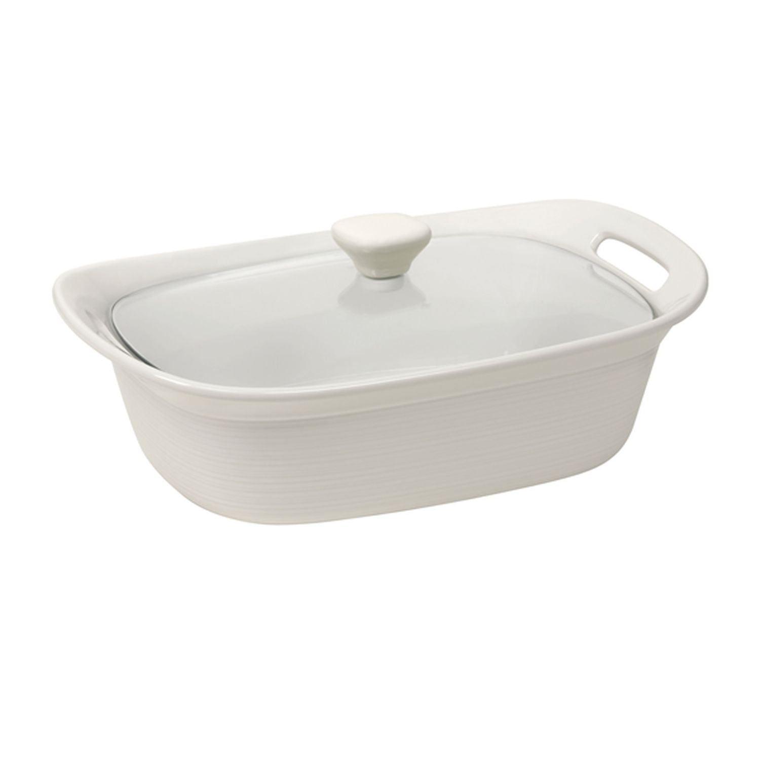 CorningWare Etch White Linen 2.35L Casserole W/ Glass Lid