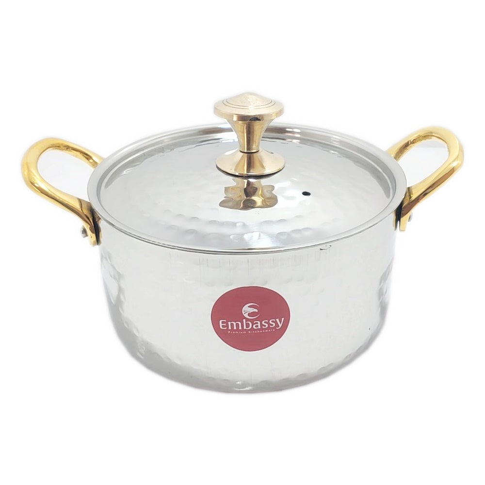 Embassy Serving Pan Round Hammered With Lid Size 01