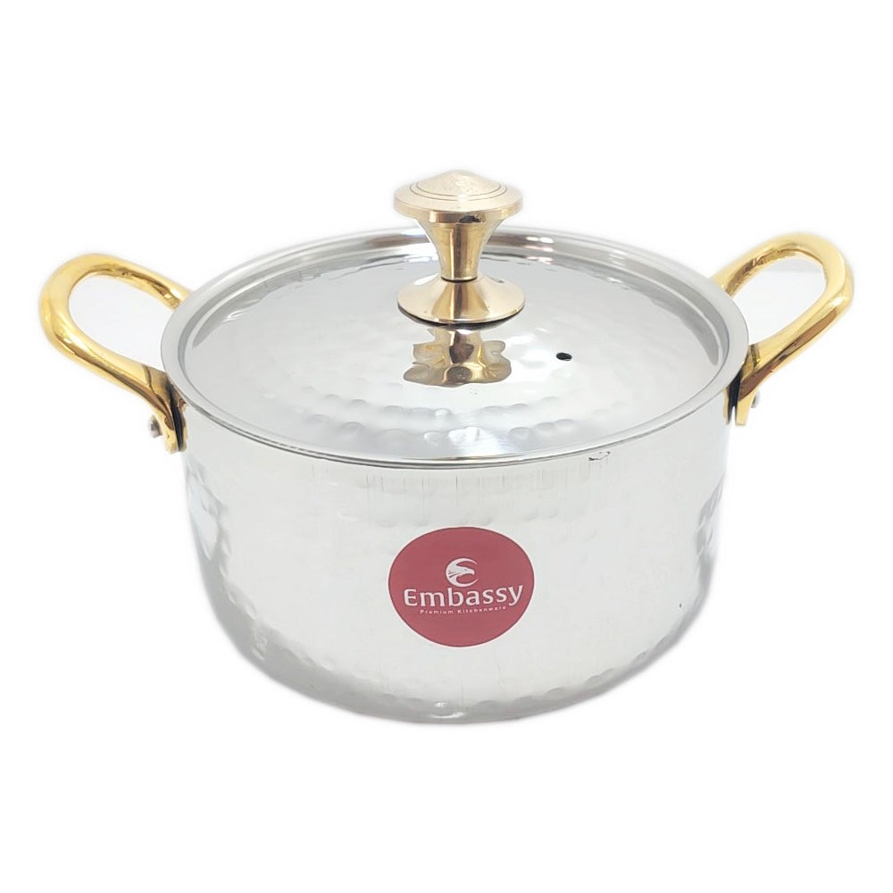 Embassy Serving Pan Round Hammered With Lid Size 03