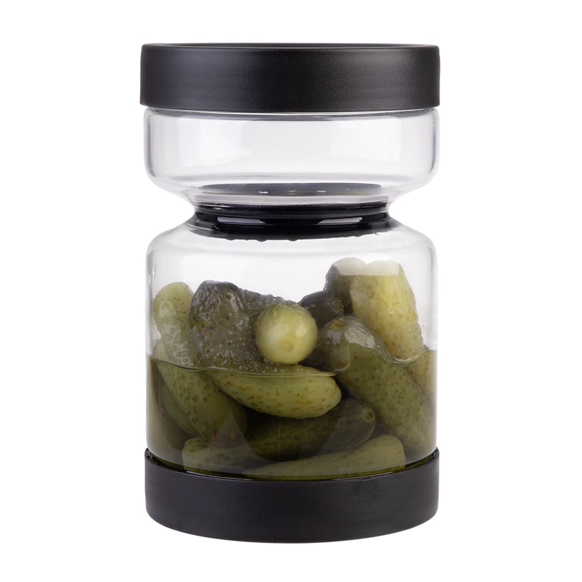 Appetito Borosilicate Glass Pickle Jar 1.1L - Black