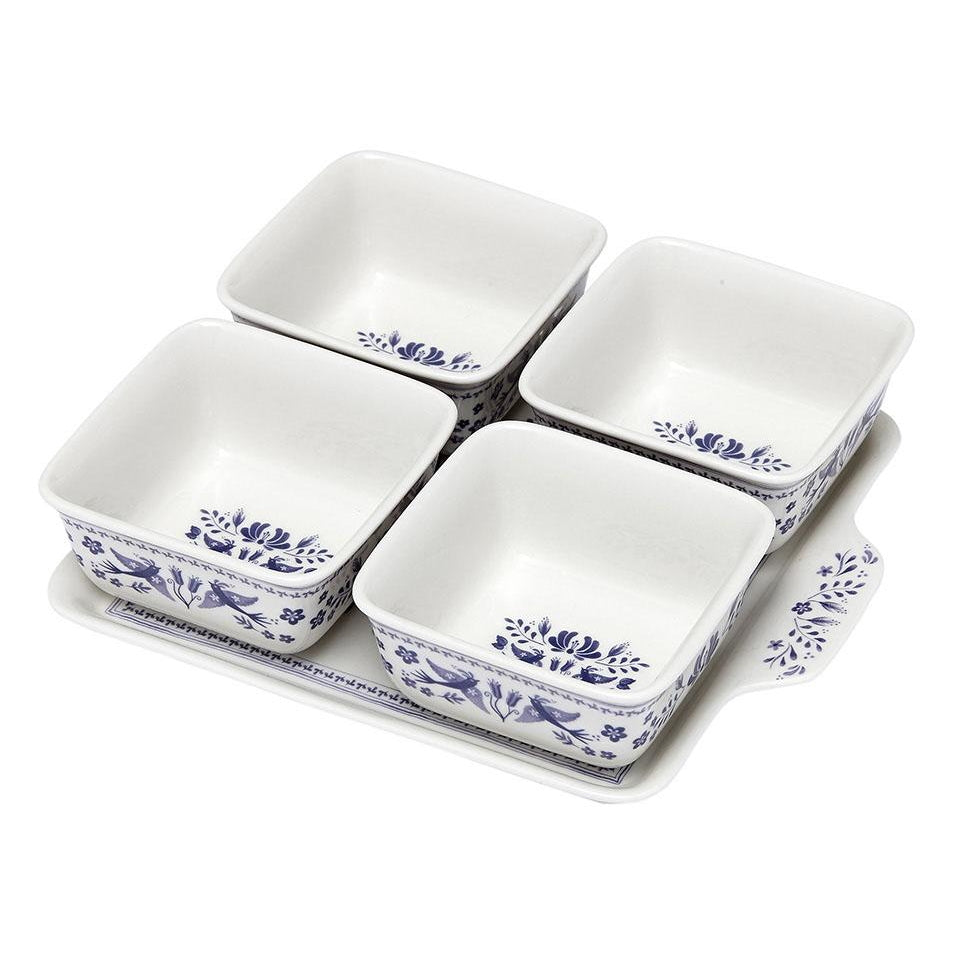 Ashdene Blue Mazarine 5pce Bowl & Tray Set