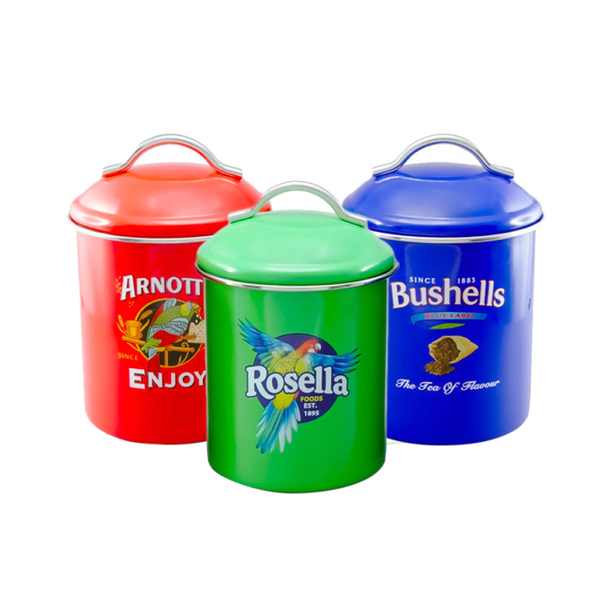 Rojo Australian Heritage Icons Canister 550ml Set of 3 Arnotts, Bushells & Rosella
