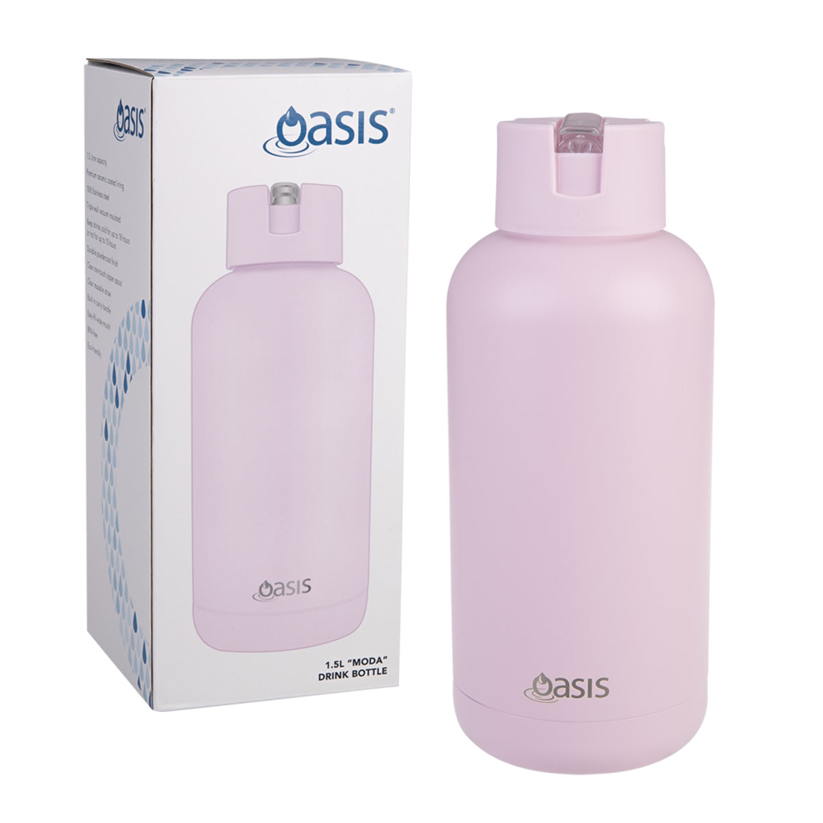Oasis "Moda" Ceramic Lined S/S Triple Wall Ins. Drink bottle 1.5l (Pink Lemonade)