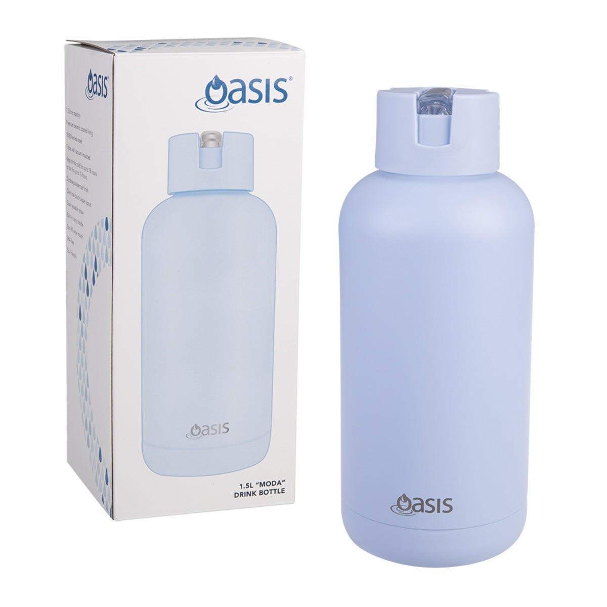 Oasis "Moda" Ceramic Lined S/S Triple Wall Ins. Drink bottle 1.5l (Peri Winkle)