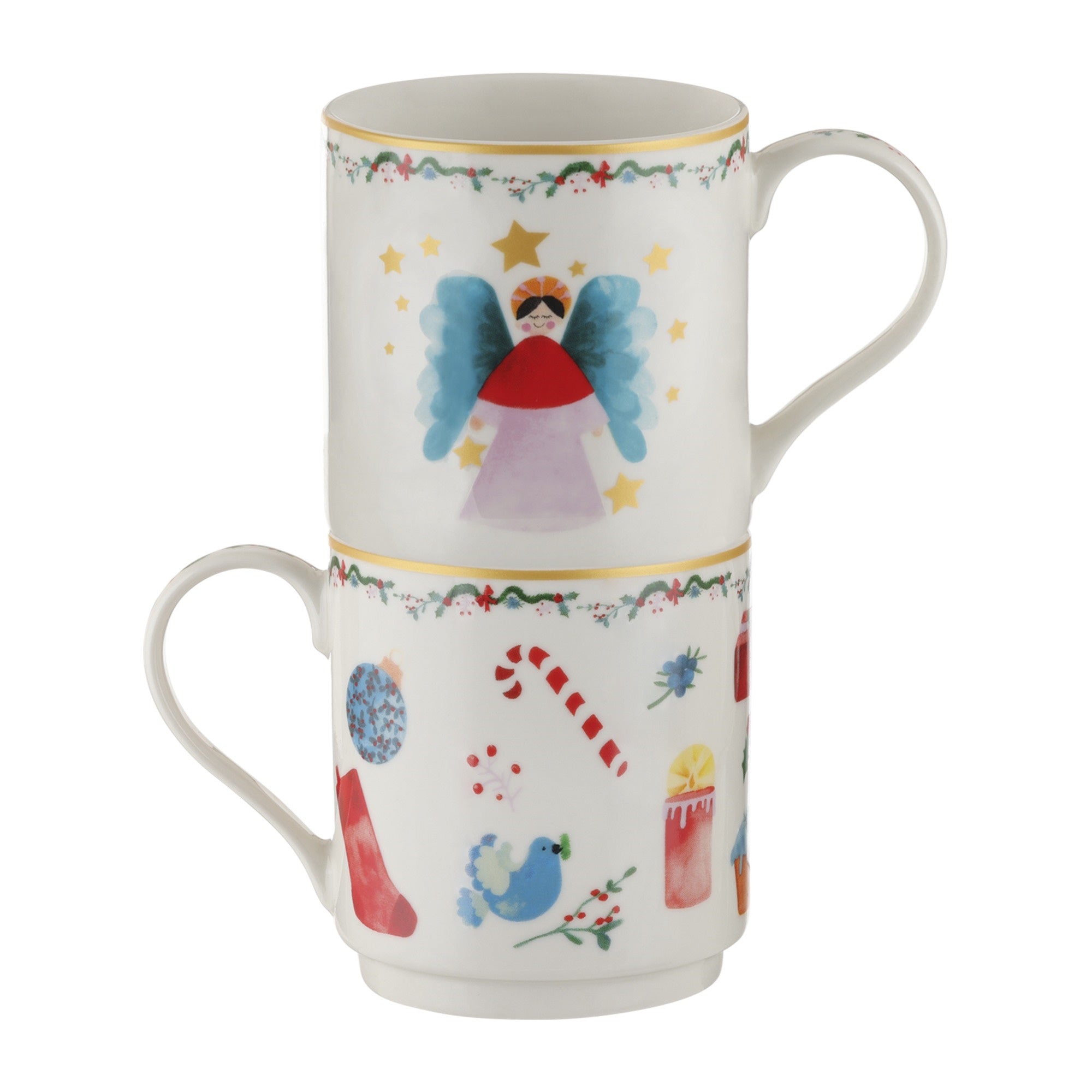 Maxwell & Williams Christmasville Mug Set of 2 350ML Angel / Gifts Gift Boxed