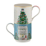 Maxwell & Williams Christmasville Mug Set of 2 350ML Terrace Front / Tree Gift Boxed