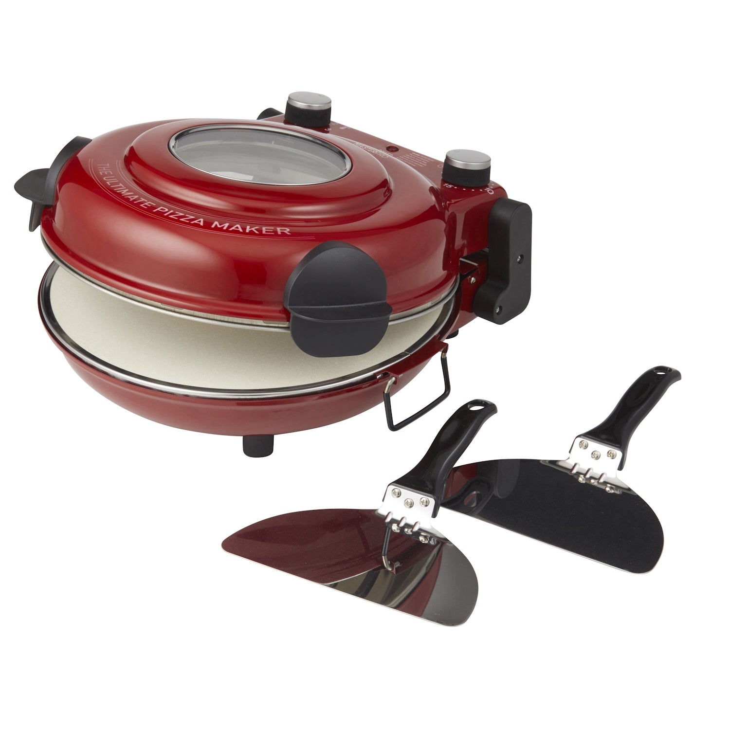 Masterpro The Ultimate Pizza Oven With Window Red/stainless Steel 38.5x33x19cm/2 Paddles