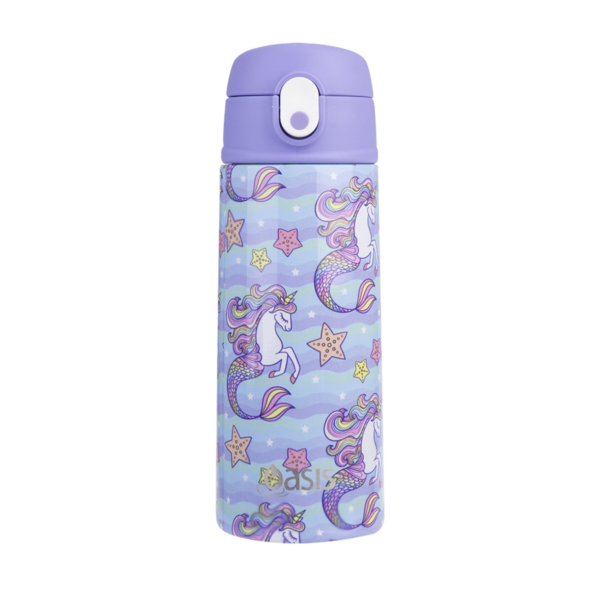 Oasis Stainless Steel Double Wall Insulated Kid's Drink Bottle With Sipper 550ml - Mermaid Unicorns