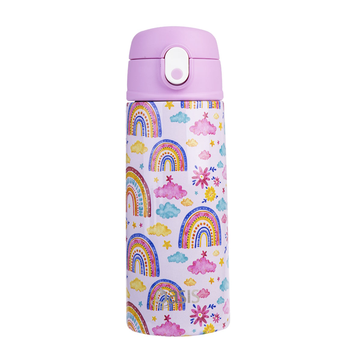 Oasis Stainless Steel Double Wall Insulated Kid's Drink Bottle With Sipper 550ml - Rainbow Sky