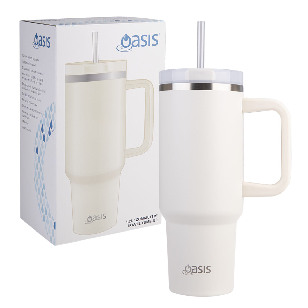 Oasis Stainless Steel Double Wall Insulated Commuter Travel Tumbler 1.2l ALABASTER