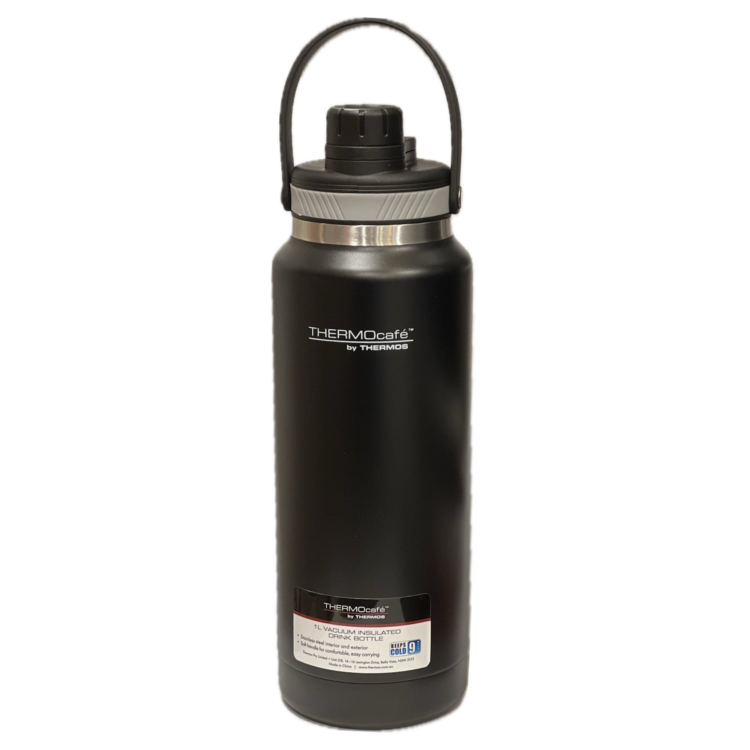 Thermos Thermocafe StainlessSteel Hydration Bottle -1L Black