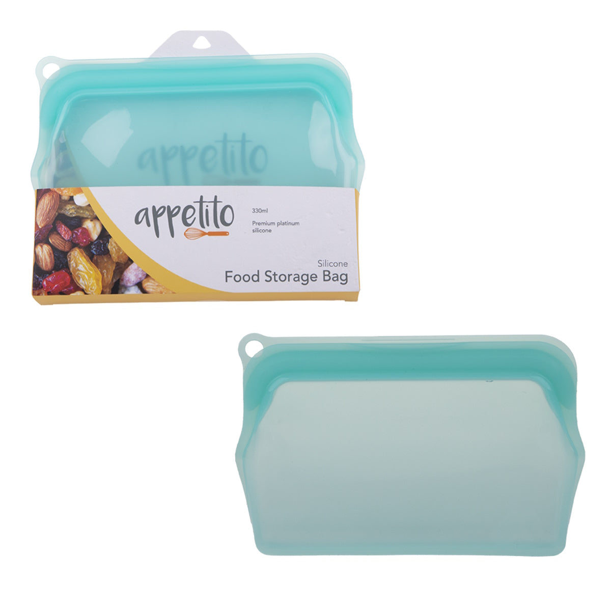 Appetito Silicone Small Food Storage Bag 330ml - Aqua