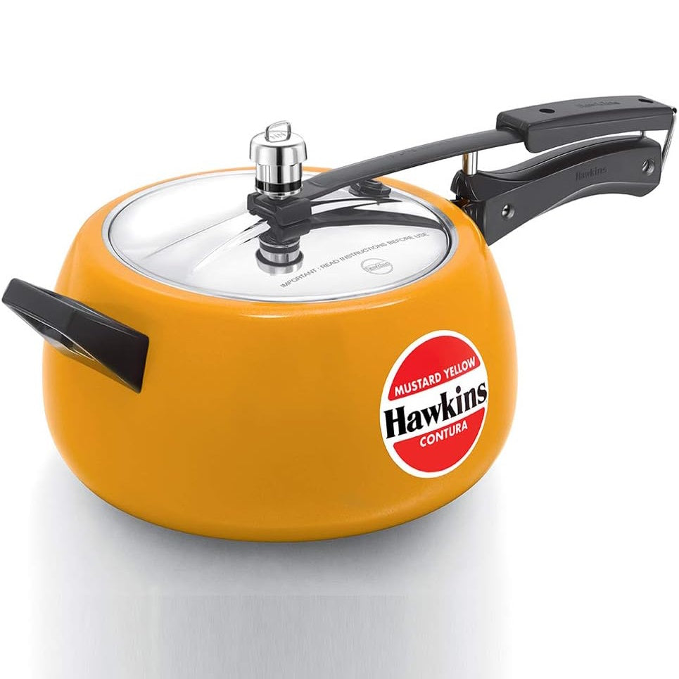 Hawkins Ceramic-coated Contura 5 Litre - Mustard Yellow Pressure Cooker - CMY50