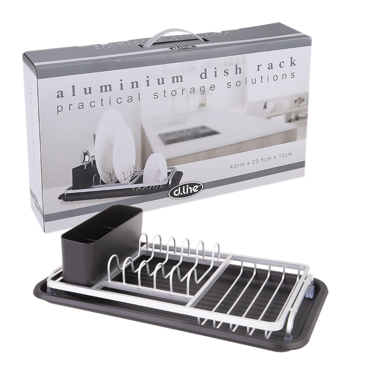 D.line Aluminium Compact Dish Rack With Draining Board