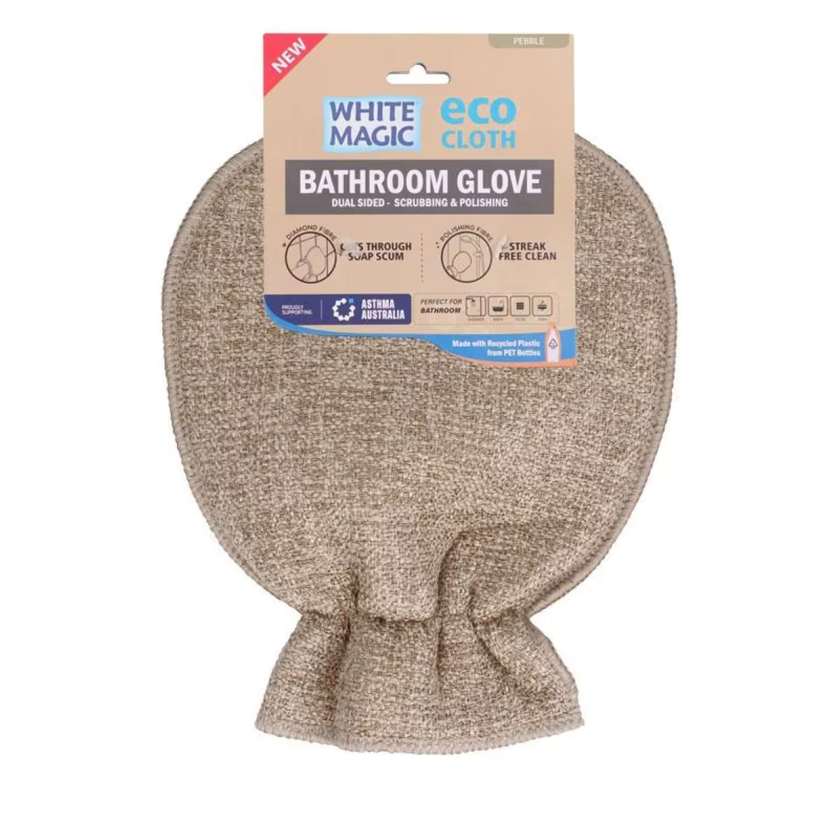 White Magic Eco Cloth Bathroom Glove - Pebble