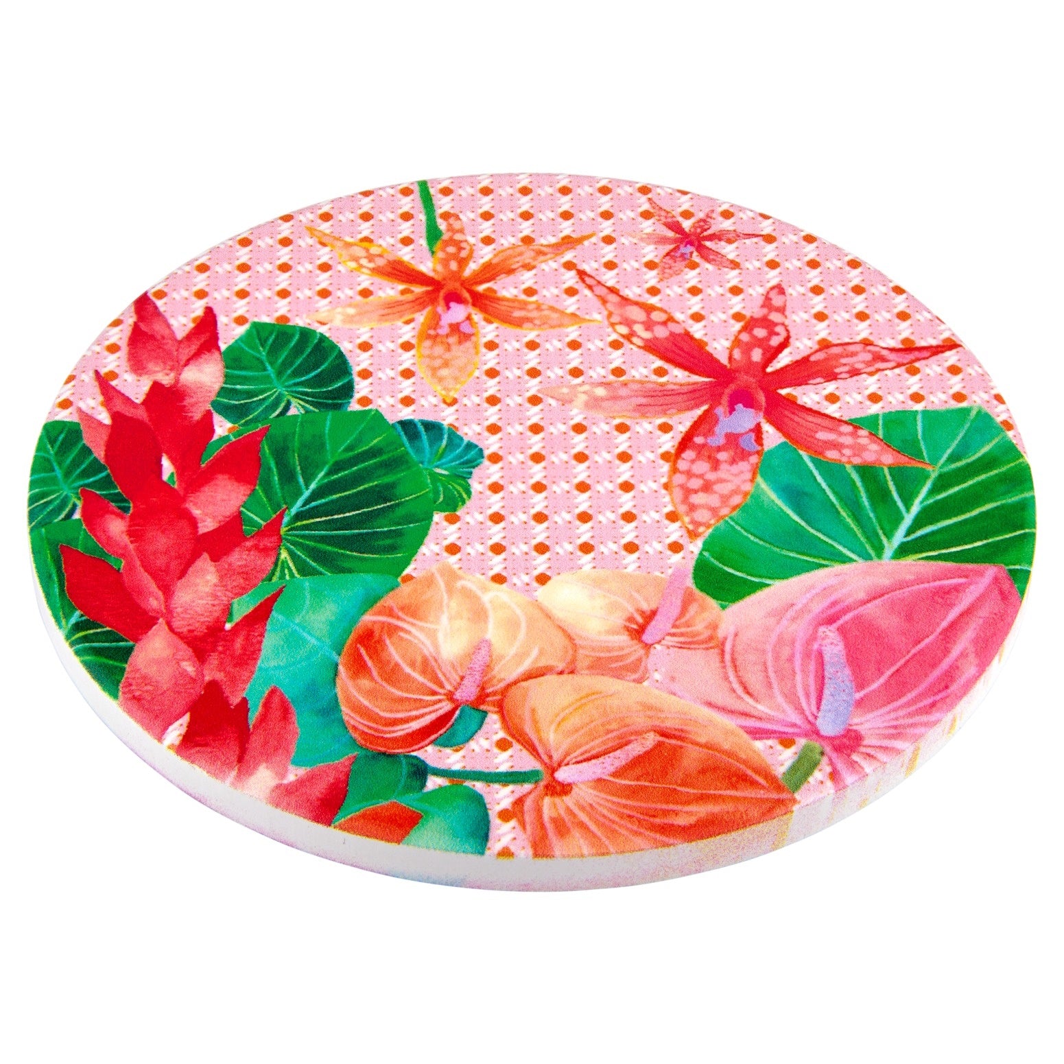 Maxwell & Williams Teas & C's Tropicana Ceramic Round Coaster 10cm Pink Lily
