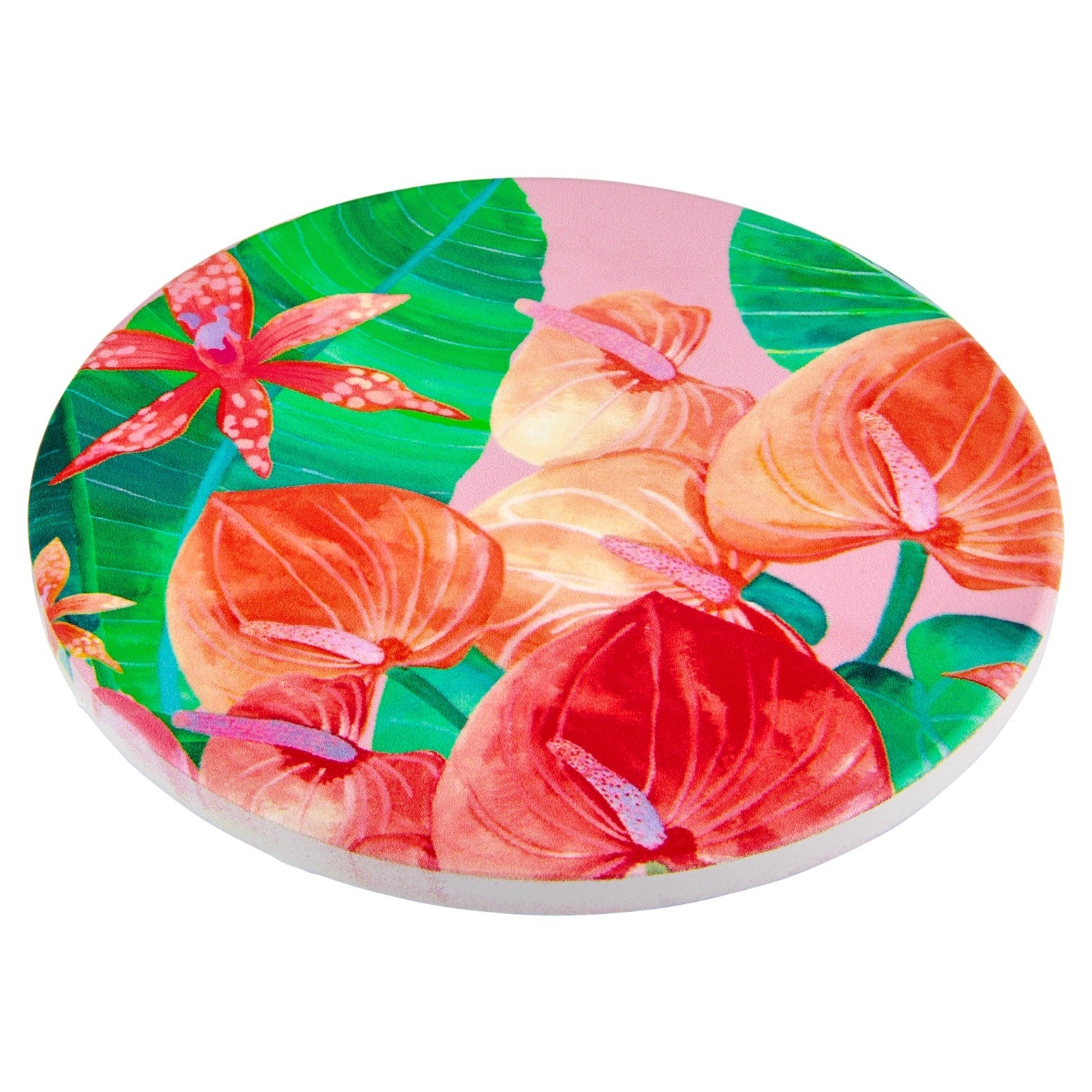 Maxwell & Williams Teas & C's Tropicana Ceramic Round Coaster 10cm Banana Leaf