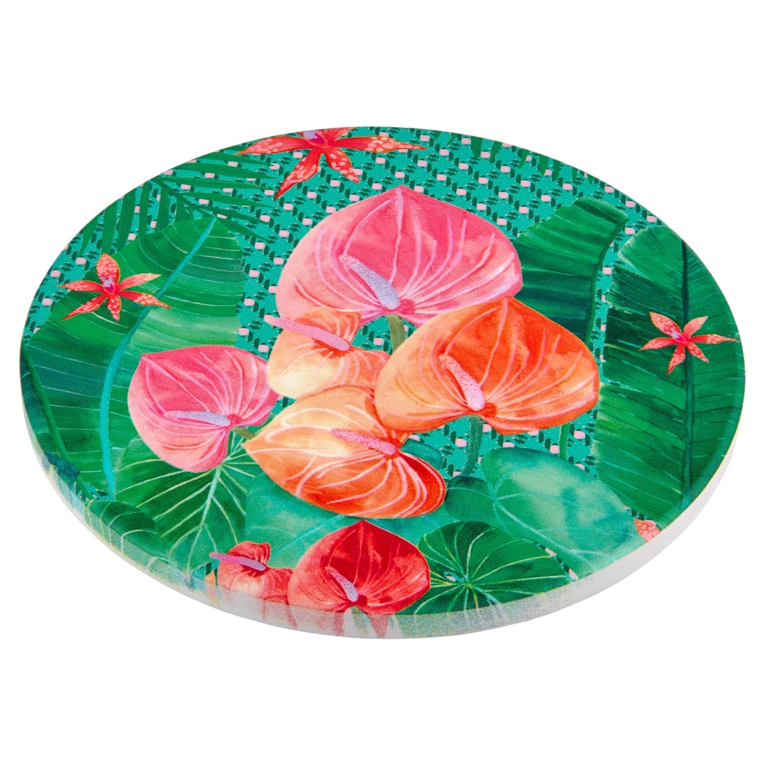 Maxwell & Williams Teas & C's Tropicana Ceramic Round Coaster 10cm Palm Leaf