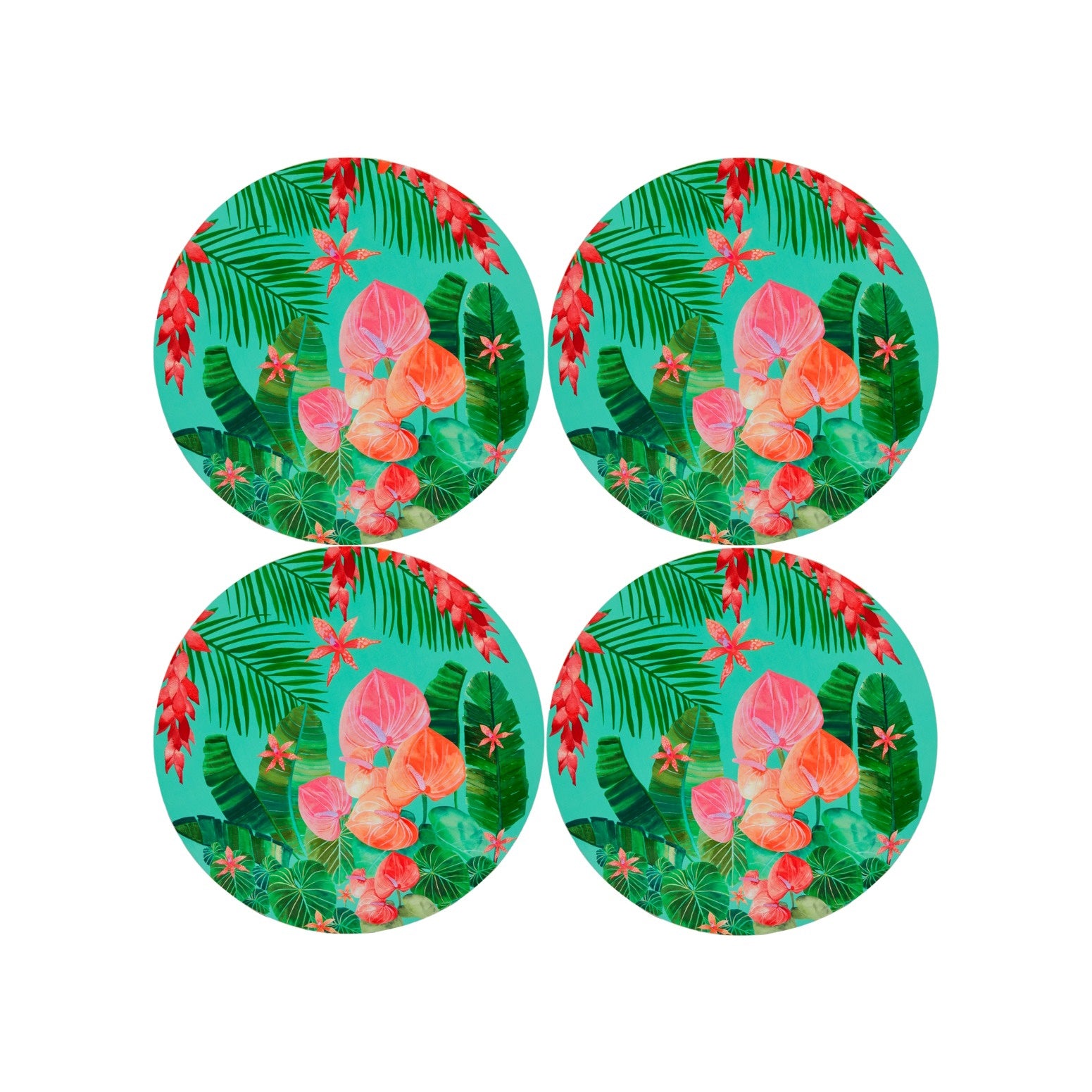 Maxwell & Williams Teas & C's Tropicana Round Cork Back Placemat 32cm Set of 4 Gift Boxed
