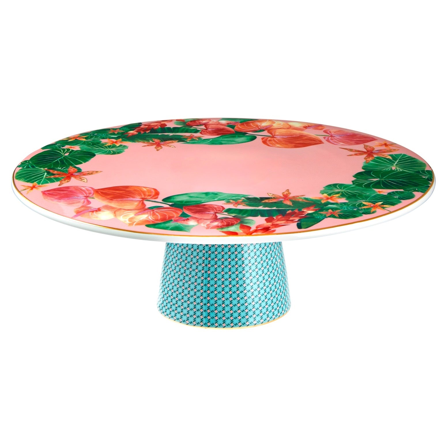 Maxwell & Williams Teas & C's Tropicana Footed Cake Stand 28cm Pink Gift Boxed