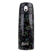 Oasis Stainless Steel Double Wall Insulated Kid's Drink Bottle With Sipper 550ml - Neon Dinosaurs