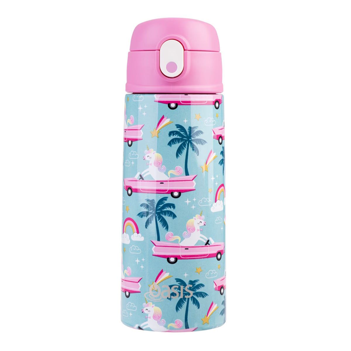 Oasis Stainless Steel Double Wall Insulated Kid's Drink Bottle With Sipper 550ml - Pink Cadillac