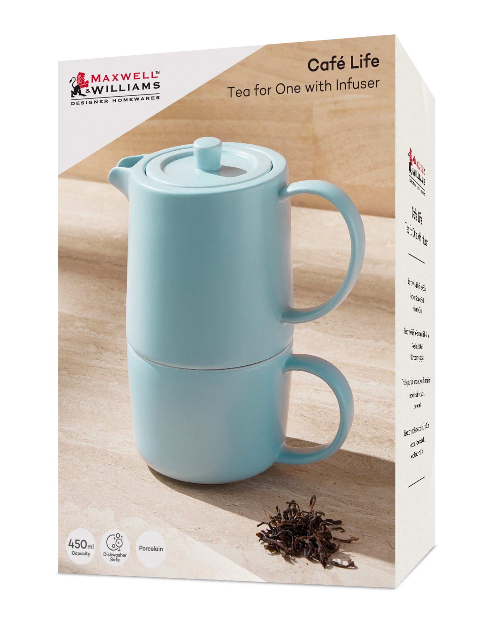 Maxwell & Williams Cafe Life Tea for One With Infuser 450ML Cloud Gift Boxed