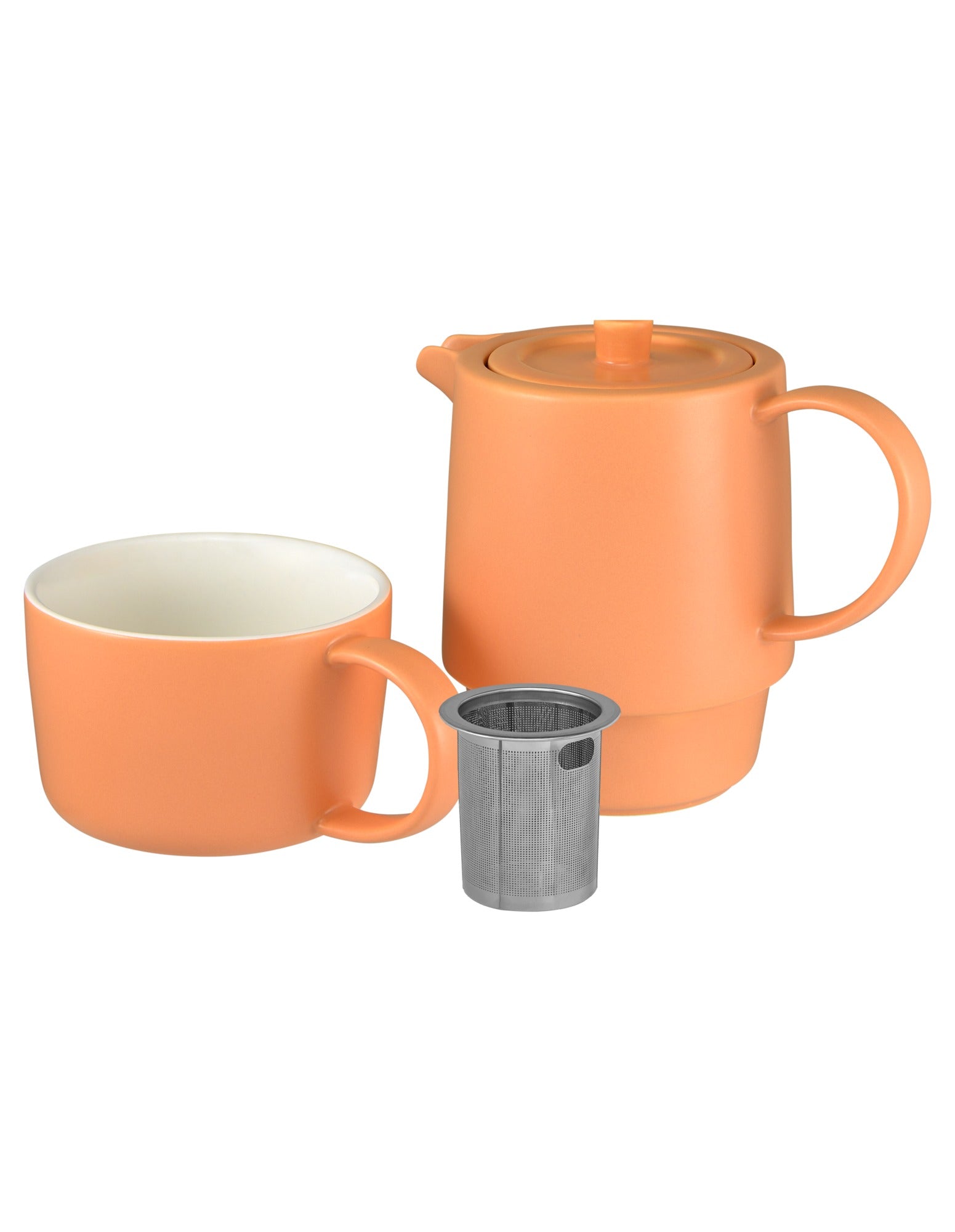 Maxwell & Williams Cafe Life Tea for One With Infuser 450ML Apricot Gift Boxed