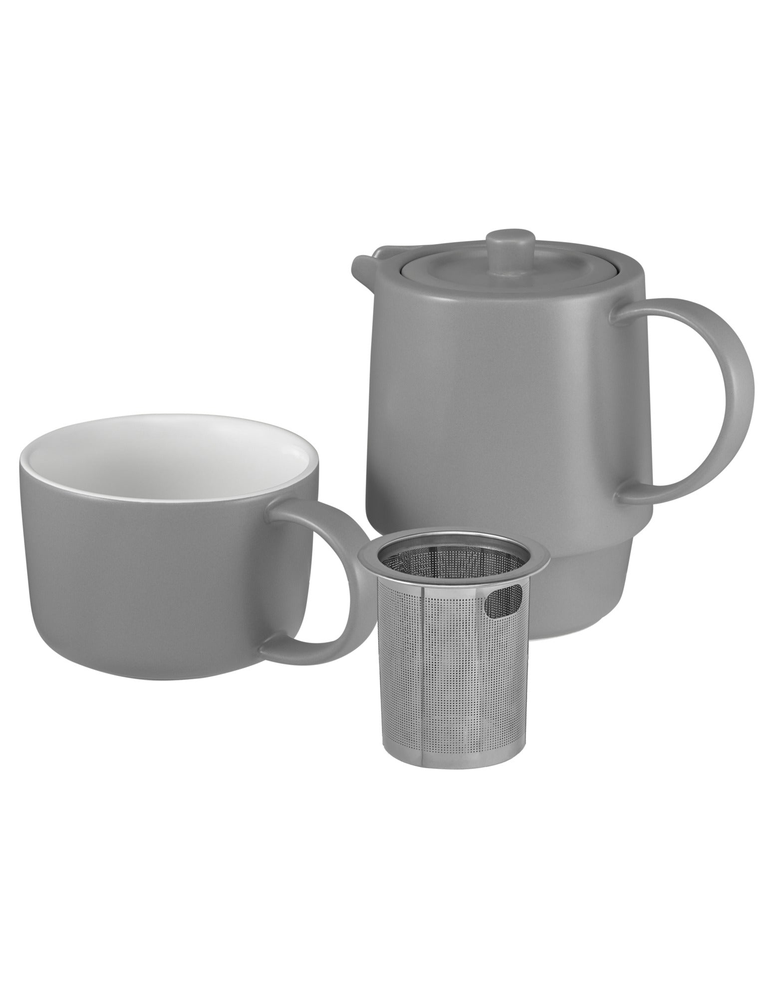 Maxwell & Williams Cafe Life Tea for One With Infuser 450ML Grey Gift Boxed
