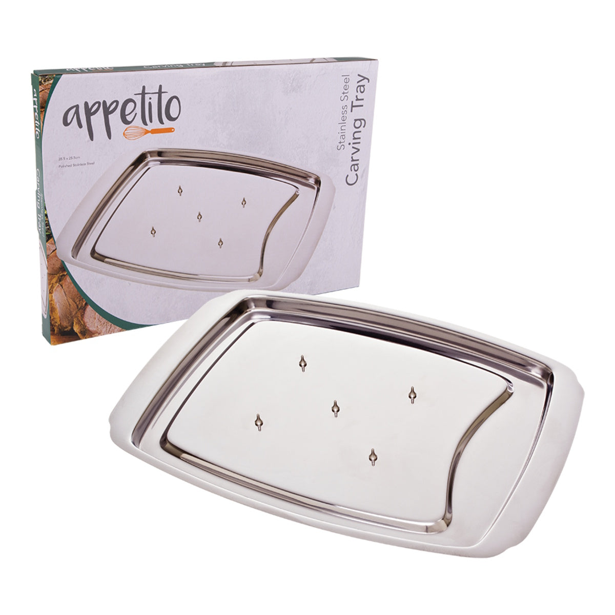 Appetito Stainless Steel Spike Carving Tray