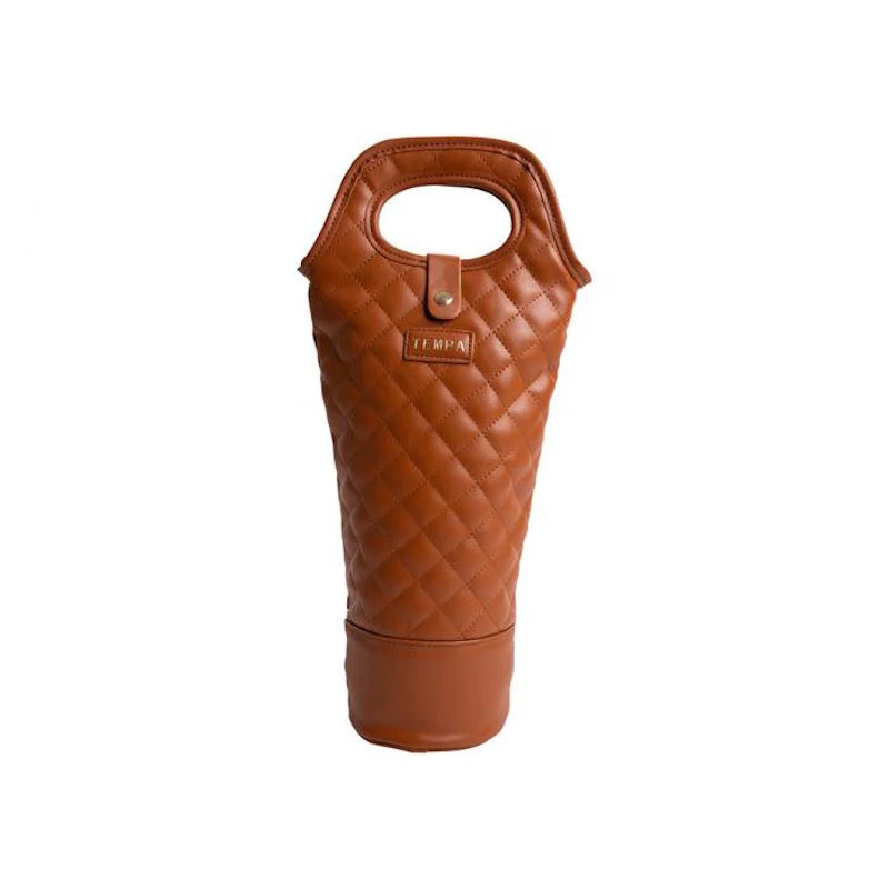 Tempa Quilted Brown Insulated Single Wine Bag