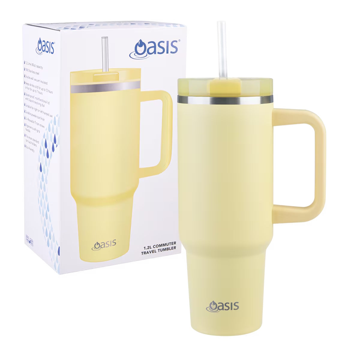 Oasis Stainless Steel Double Wall Insulated Commuter Travel Tumbler 1.2l - Daffodil