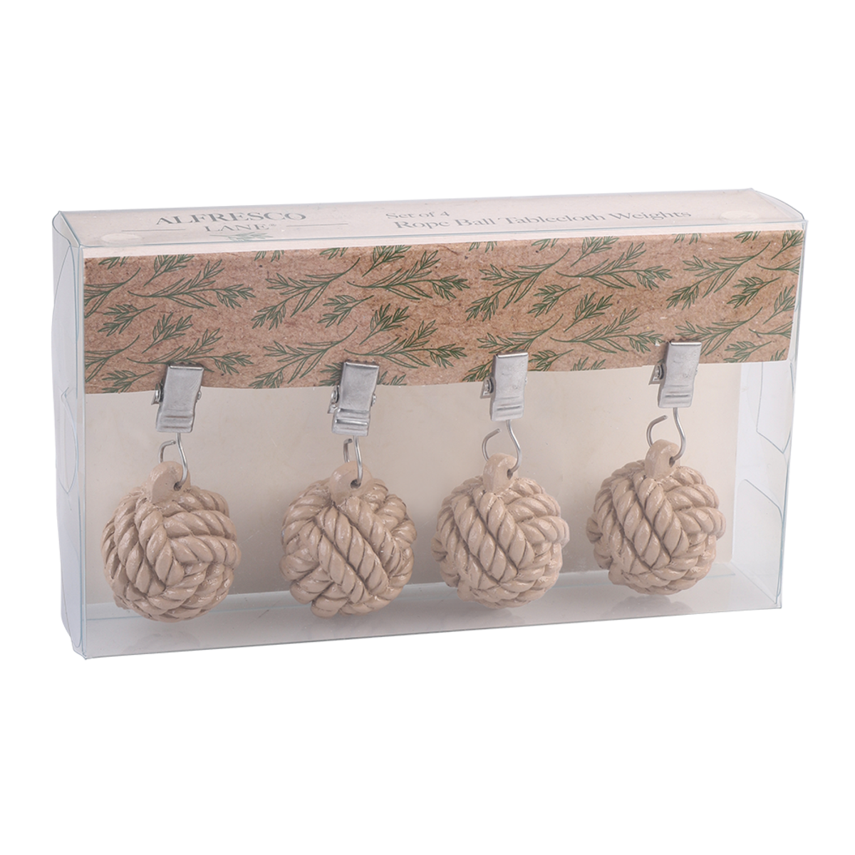 Alfresco Lane Tablecloth Weights Set 4 - Rope Balls - Natural