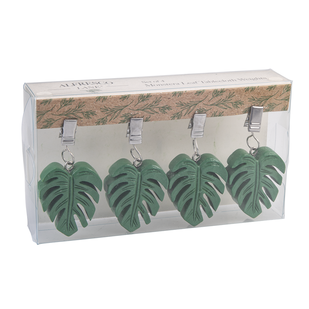 Alfresco Lane Tablecloth Weights Set 4 - Monstera Leaf - Green