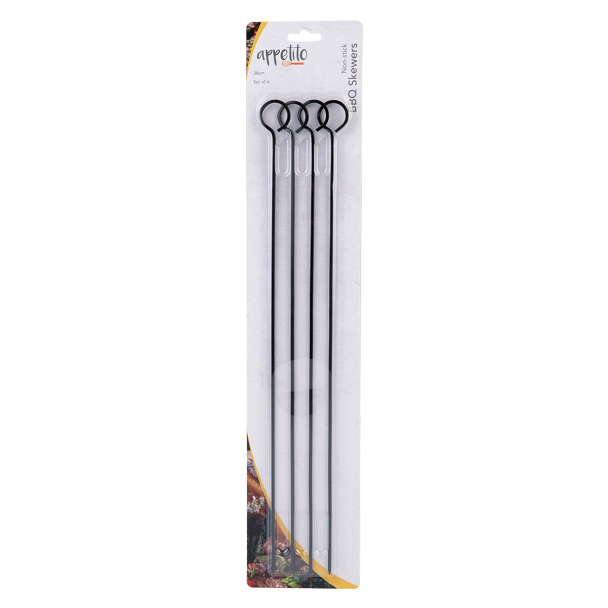 Appetito Non-stick BBQ Skewers 38cm -Set of 4